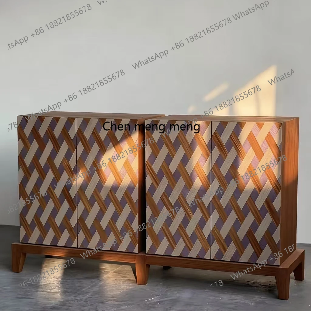 

White oak side cabinet Solid wood retro furniture Simple dining side drawer storage porch cabinet