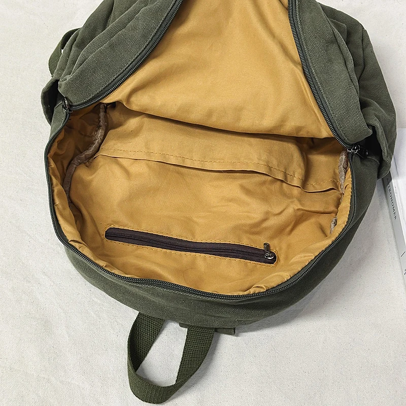 Brand High Quality Canvas Backpacks Women Solid 100% Cotton School Bags Soft Green Satchels Small Cloth Leisure Or Travel Bags
