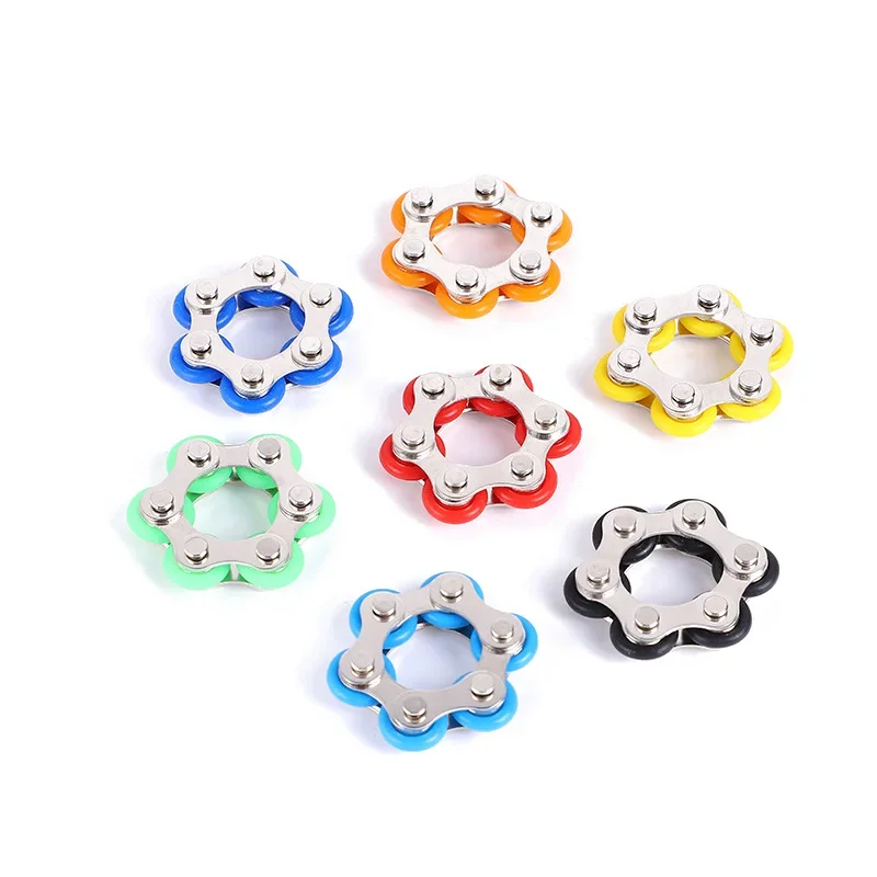 

6 Section Finger Chain Stress Relieving Toys Autism Stress And Anxiety Relief Rotating Toys Children Fun Stress Relieving Toys