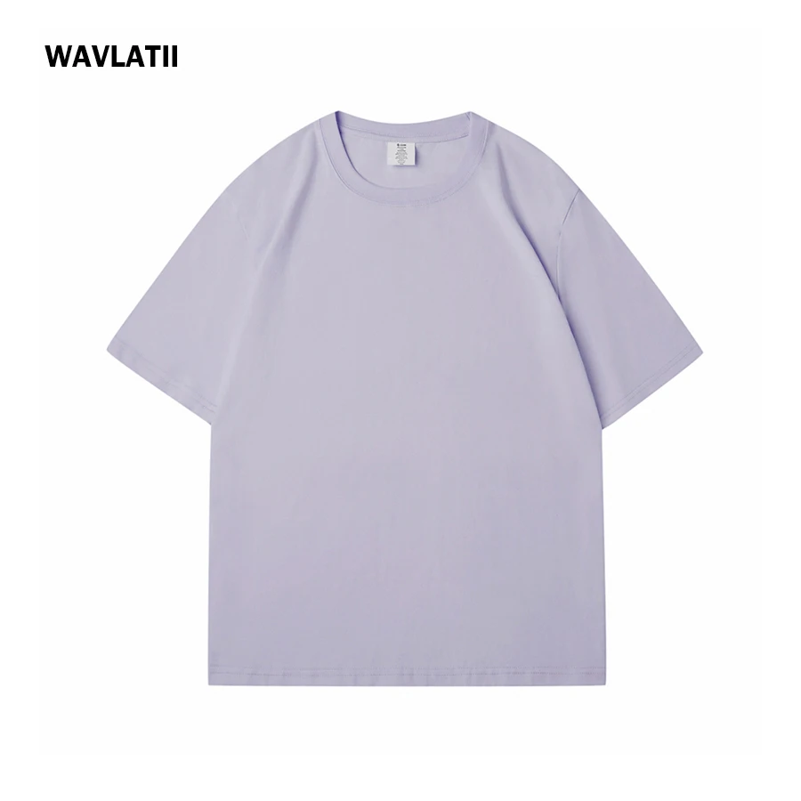 WAVLATII Women New Casual Solid T shirts Female White Black Short Sleeve Summer Tees Lady 100% Cotton O-neck Unisex Tops WT2501 image 5