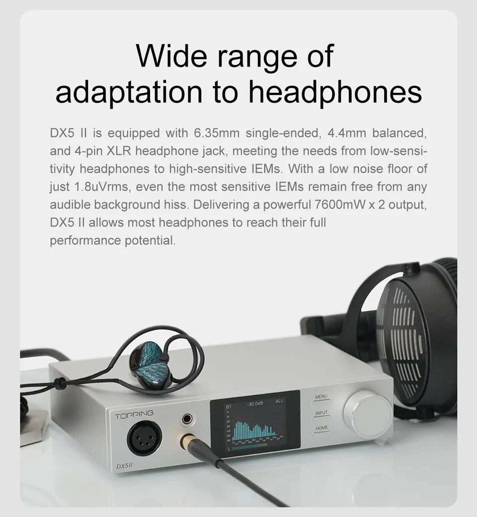 New TOPPING DX5 II Fully Balanced DAC&Headphone Amp Combo ES9039Q2M X2 10-band High-Precision PEQ BT 5.1 Support LDAC