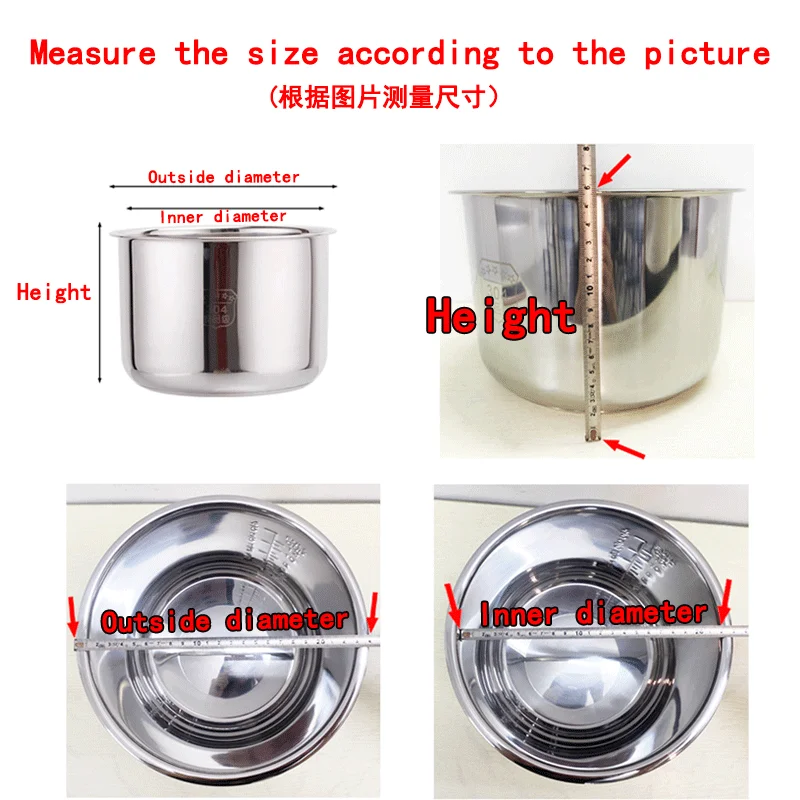 Electric Pressure Cooker Liner Stainless Steel 304 Food Grade Multi-Bowl Soup Porridge Pot Bile Cooker Accessories 6 Liters 158