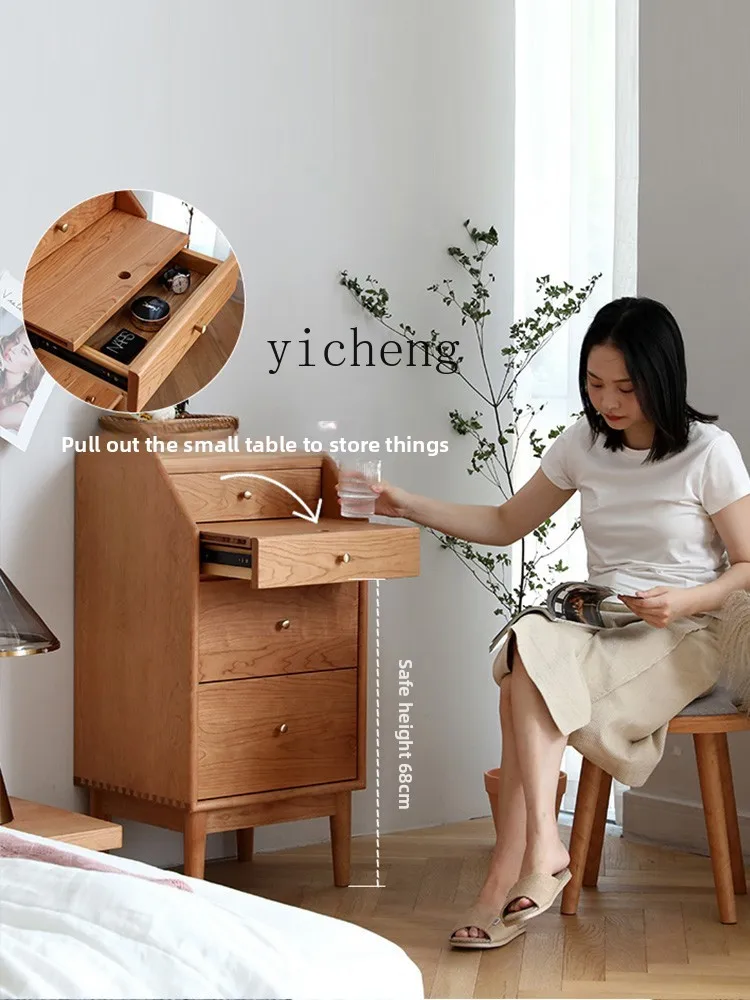

LSL Dressing Table Bedroom Cherry Wood Storage Cabinet Modern Minimalist Small Apartment Makeup Table
