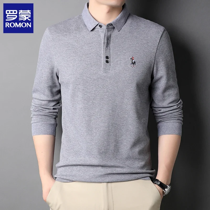 Long Sleeve T Shirt Men Cotton 100% 2023 Spring Autumn New Casual Fashion Solid Color Lapel Polo Shirt for Men Poleras De Hombre