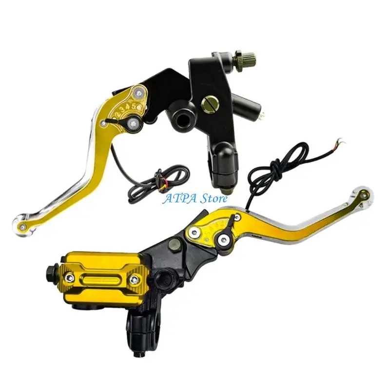 

U13C Aluminum Alloy Motorcycle Brake Lever Built In Bright LED Indicators Weatherproof Construction For Custom Bike Upgrades