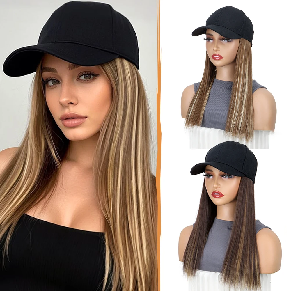 peruca-sintetica-de-18-polegadas-com-bone-de-beisebol-preto-cabelo-liso-longo-para-mulheres-conexao-em-uma-peca-ajustavel