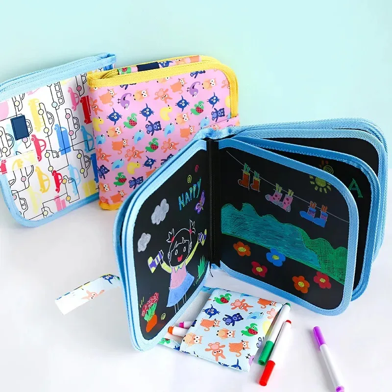 Ensemble de jouets de dessin pour bébé, tableau noir avec stylo magique, peinture au craie, livre de coloriage, jouet amusant, tableau noir, cadeaux pour enfants