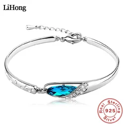S925 Sterling Silver Bracelet Blue Lover Crystal Bracelet For A Woman's Engagement Wedding Jewelry Gift