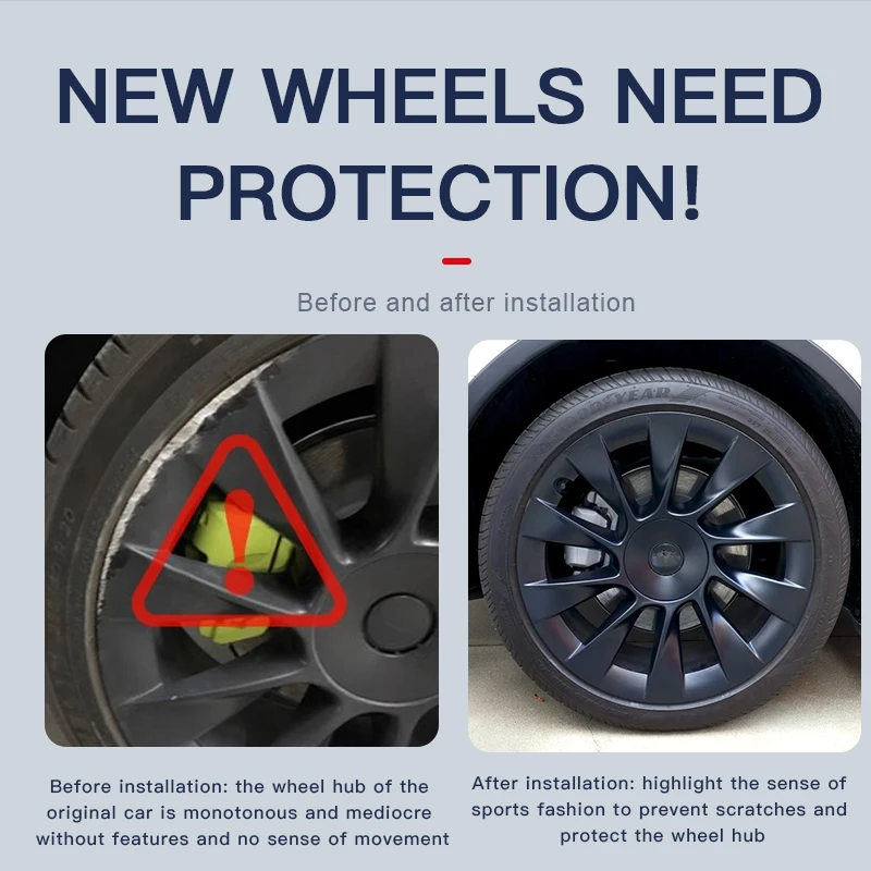 Matte Black Split Wheel Hub Trim Covers For Tesla Model Y  20-23, 20 Inch21 Inch Rim Protector Decor Caps Car Wheel Accessorie