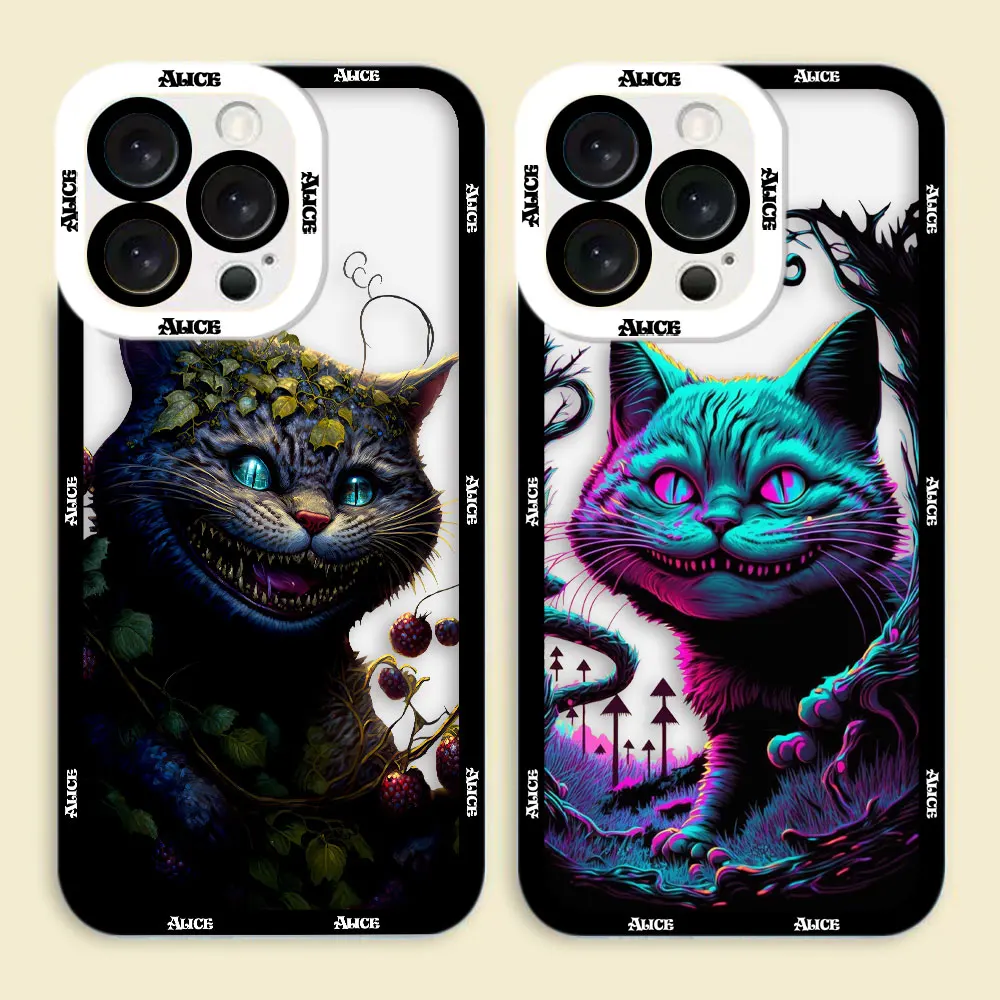 Disney Cheshire Cat Alice Clear Phone Case For Samsung Galaxy S24 S23 S22 S21 S20 S10 FE M54 S25 5G NOTE 20 10 Case Funda Shell