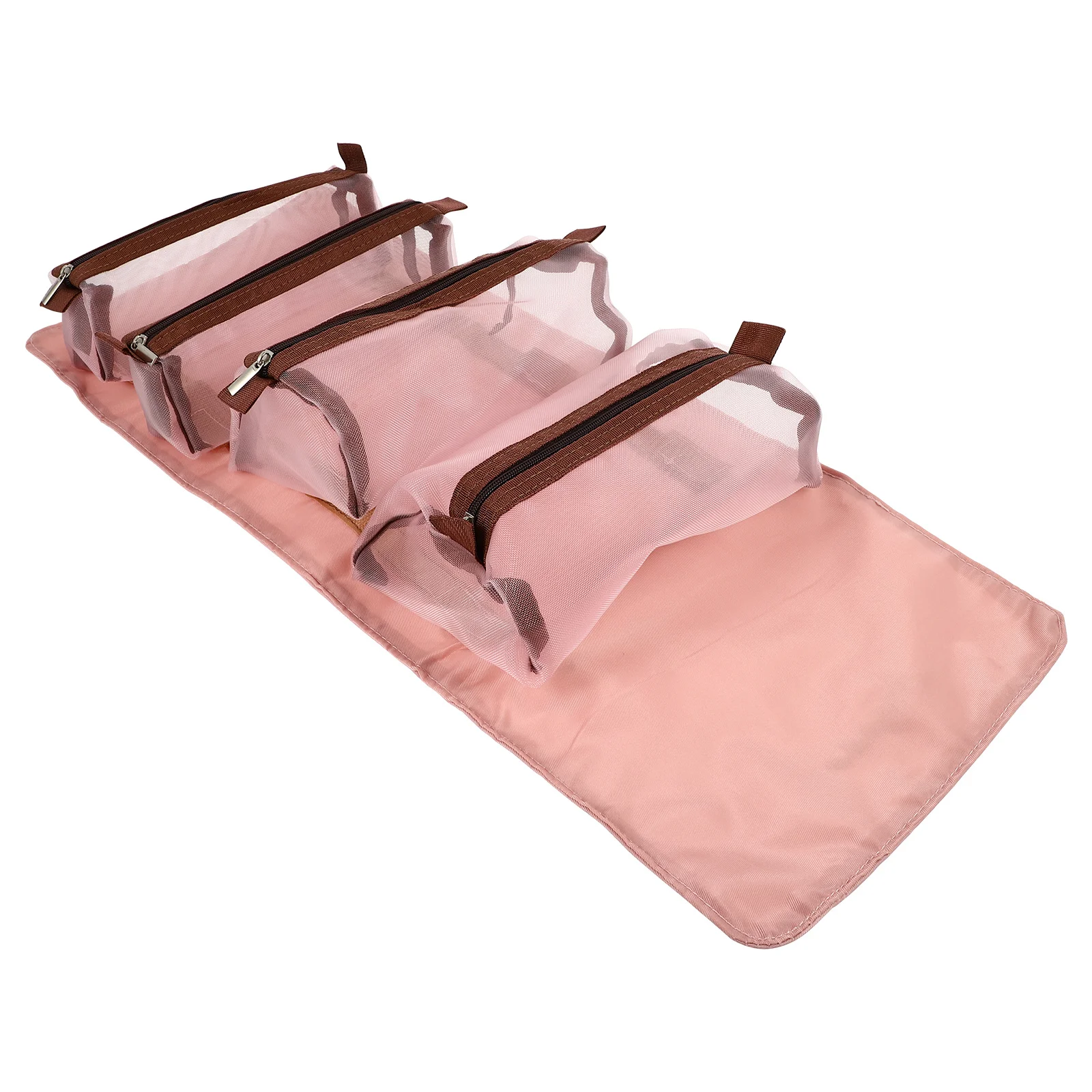 1pc 4 in 1 折りたたみ式メイクアップバッグ 取り外し可能な収納コンパートメント ロールアップオーガナイザー トラベルトイレタリー雑貨 ポータブル