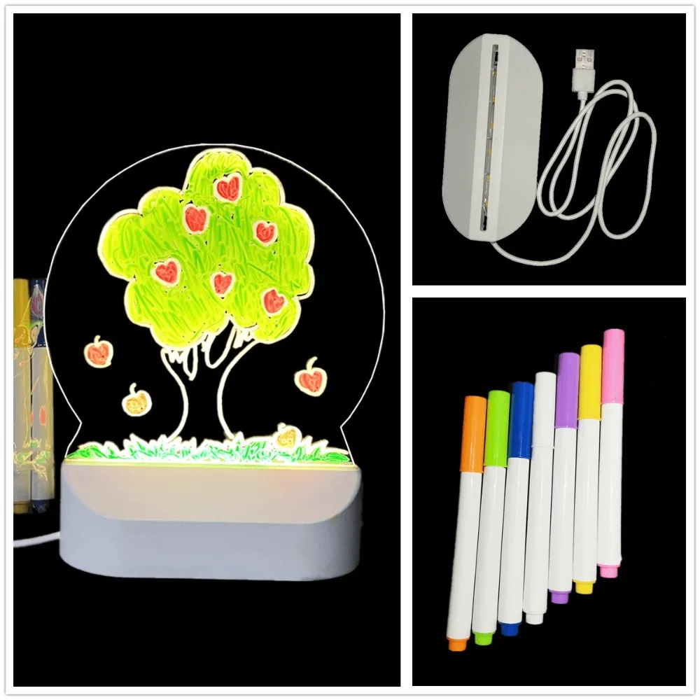 Heißer Verkauf LED Leucht Zeichenbrett Acryl Glowing Kinder Zeichnung Spielzeug Farbige Graffiti Handwerk DIY Färbung Nachtlicht