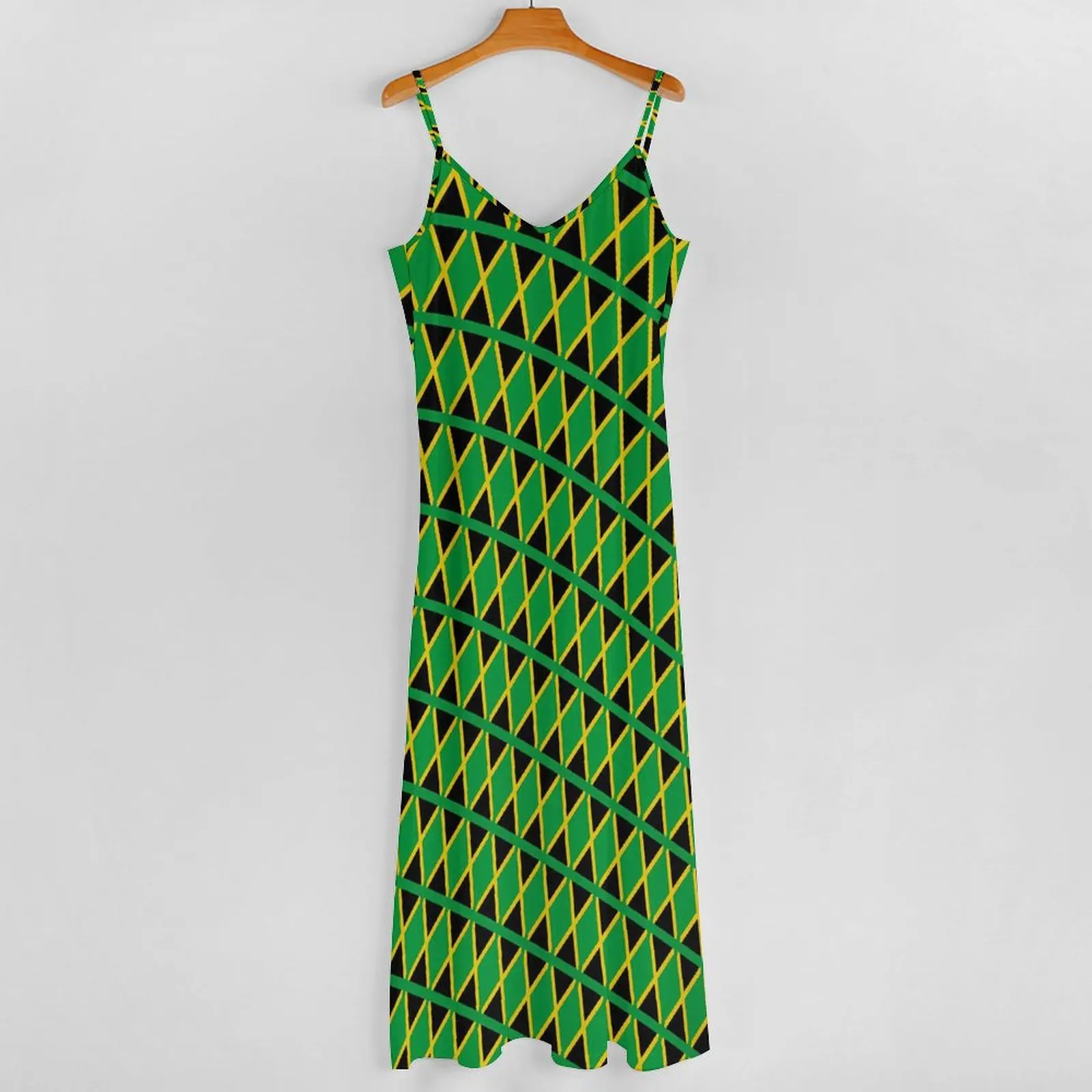 Jamaica Flag Travel Dress Sports Fan Sexy Maxi Dress Strap Aesthetic Boho Beach Long Dresses Holiday V Neck Oversize Clothes