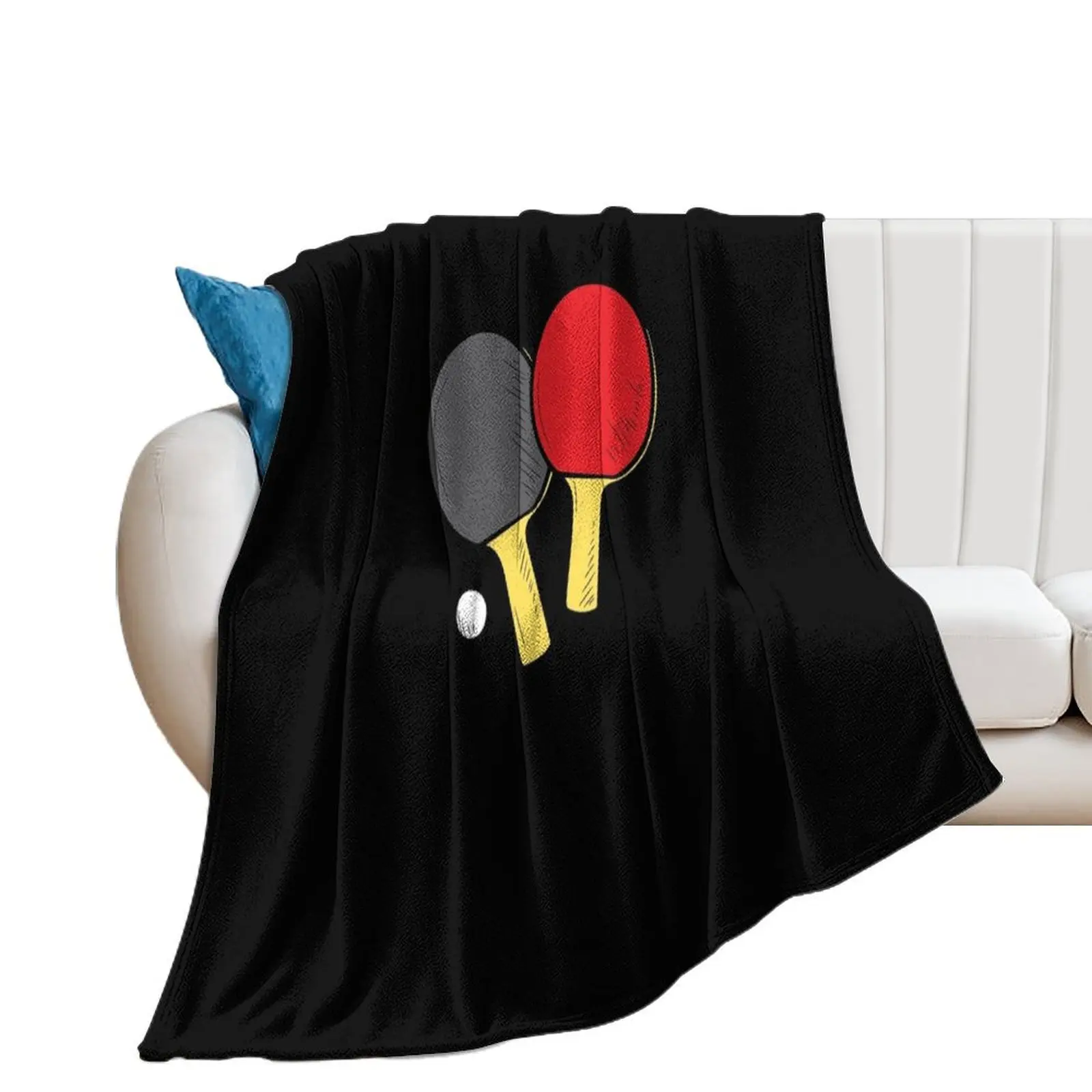 Table Tennis - Two table tennis rackets with table tennis ball Throw Blanket Fashion Sofas Warm Blankets