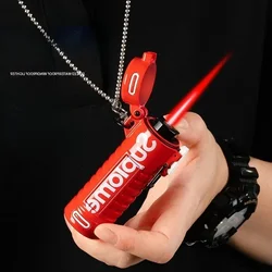 Portable Outdoor Fashion Letter Waterproof Lighter Windproof Jet Flame Strong Firepower Lighter Smoking Accessories Male Gift