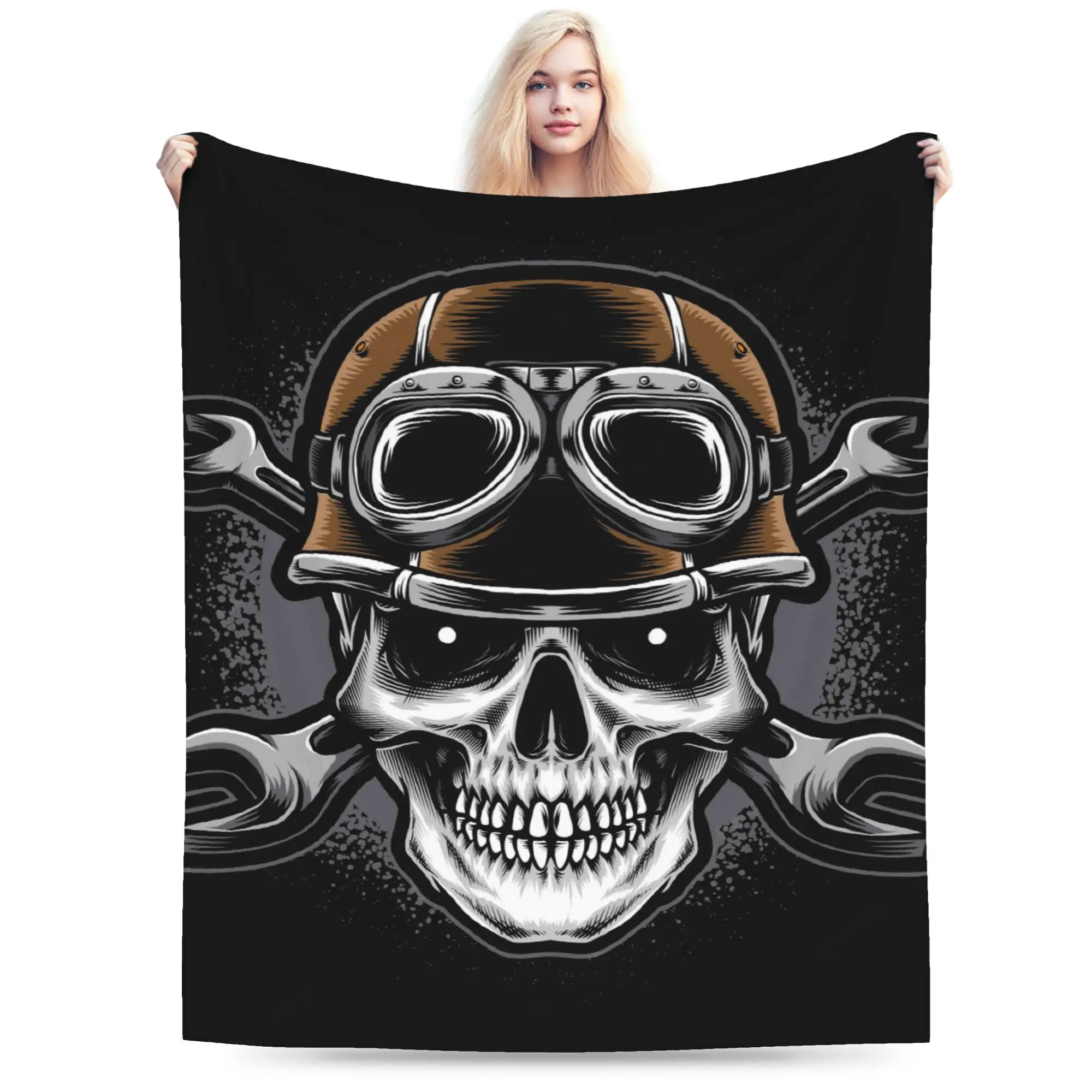 Custom Scuba Skull Dive Diver Blanket Warm Fleece Soft Flannel  Throw Blankets for Bedroom Sofa Outdoor Autumn