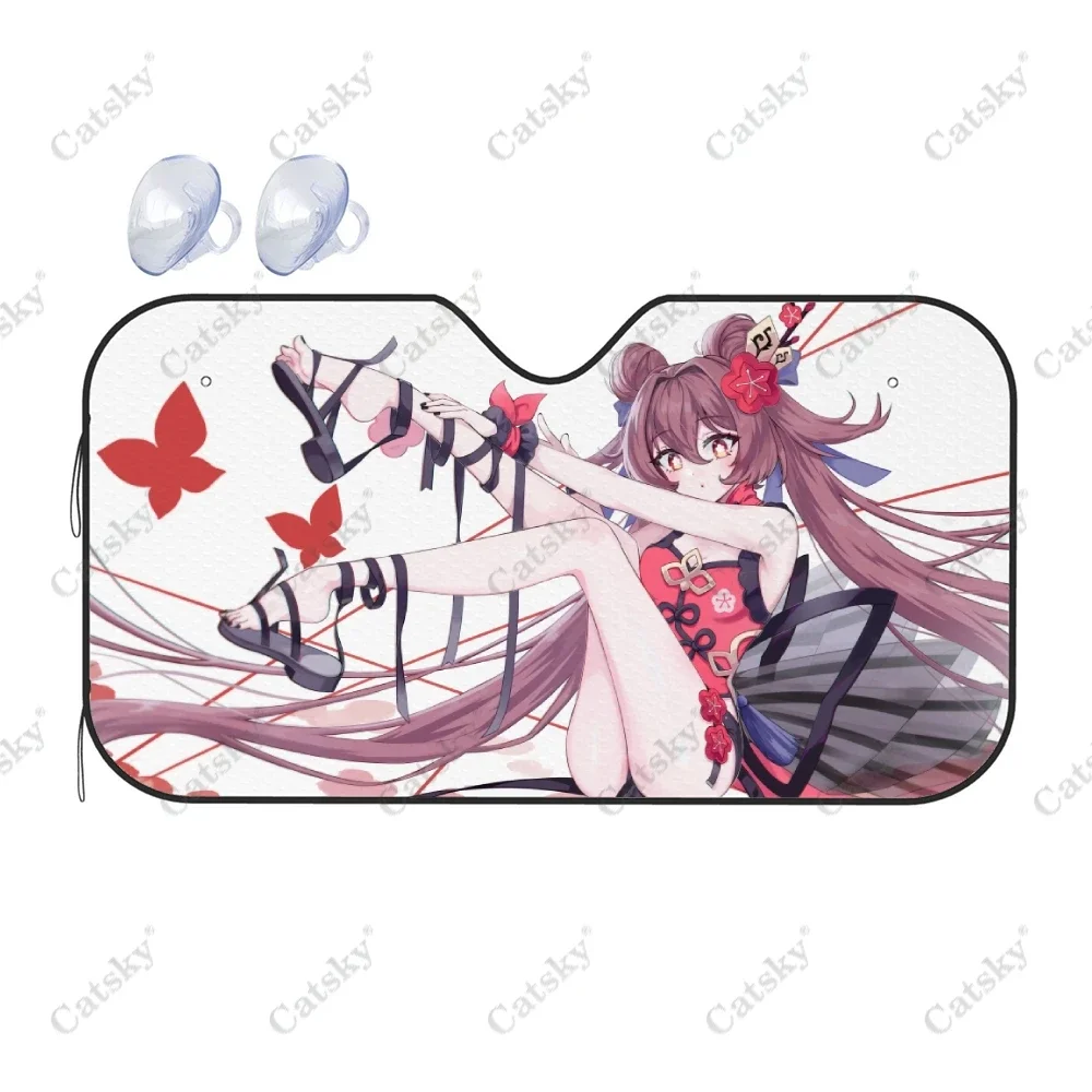 

Universal Car Windshield Sunshade,Hu Tao (Genshin Impact) Sun Shield Protector Foldable Sun Visor Covers Car Accessories