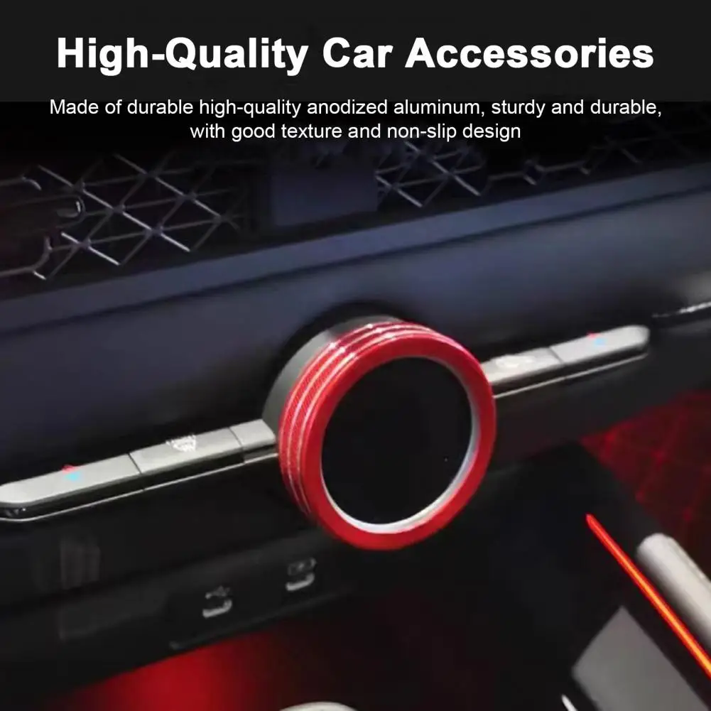 Decorative Ring Durable Anodized Aluminum Car Ac Climate Control Switch Knob Ring Cover with Non-slip Design Simple for Enhanced