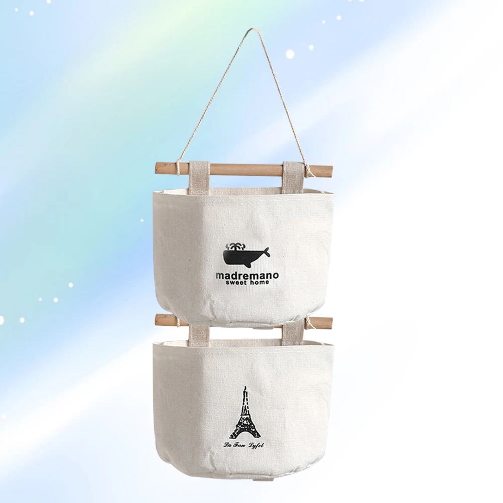 

Wall Mounted Storage Bag Door Organizer Hanging Pouch Linen Cotton Fabric Waterproof Large Capacity Bedroom Bathroom for Door