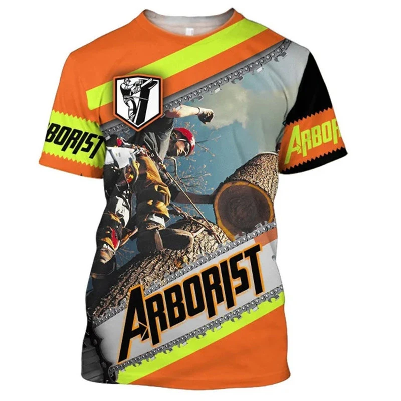 

Retro Arborist Graphic T Shirts For Men Fashion Summer Crew Neck 3D Printed Short Sleeve T-shirts Loose Vintage Breathable Tees