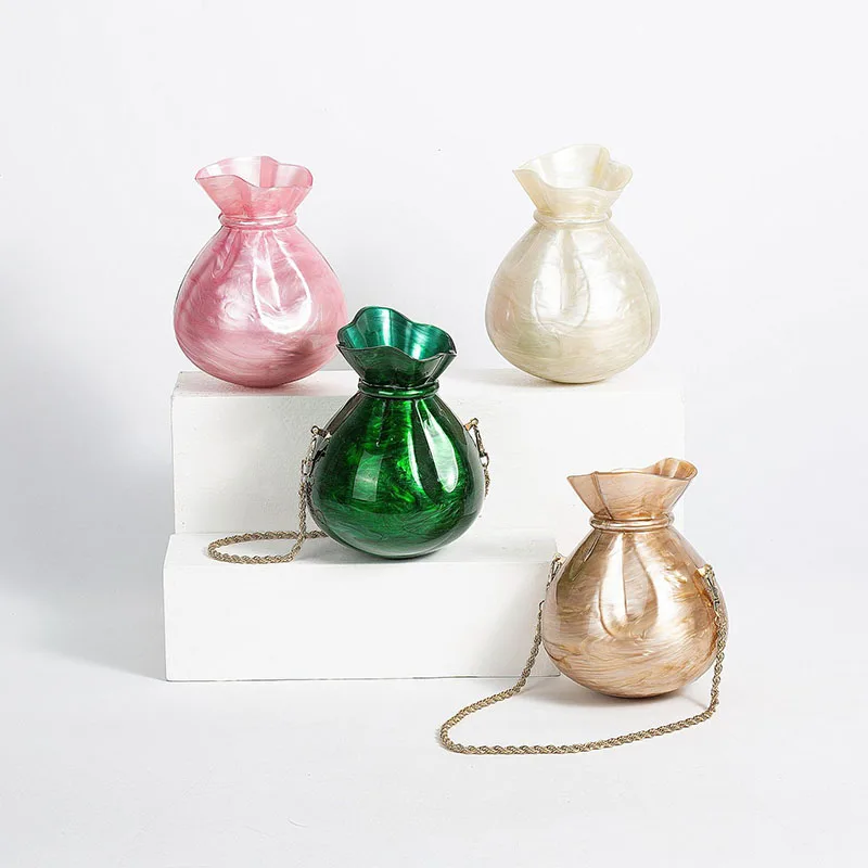 

Cute Evening Clutch Bag with Beaded Strap For Wedding Party Luxury Purse And Handbag Designer Women Acrylic Shoulder Bag