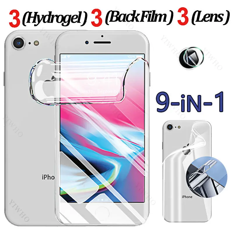 Hydrogel Film for IPhone 7 8 SE 2020 2022 Lens Cap Screen Protectors Case for Apple Iphone 7 8 Se Back Soft Protective Not Glass