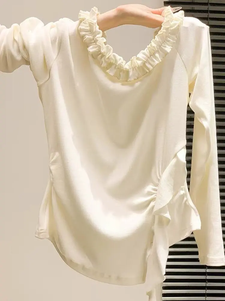ユニークで美しいロングスリーブ レディース ベースシャツ 初秋 ウエストシェイプ Tシャツ カジュアル スリムフィット レギュラー 薄手
