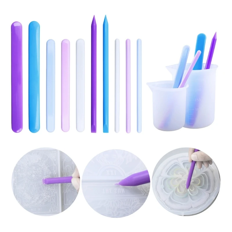 Silicone Stir Sticks for Resin Epoxy Mold Reusable Shaker Handle Resin Accessory for Making DIY Craft Round Stirring Rod