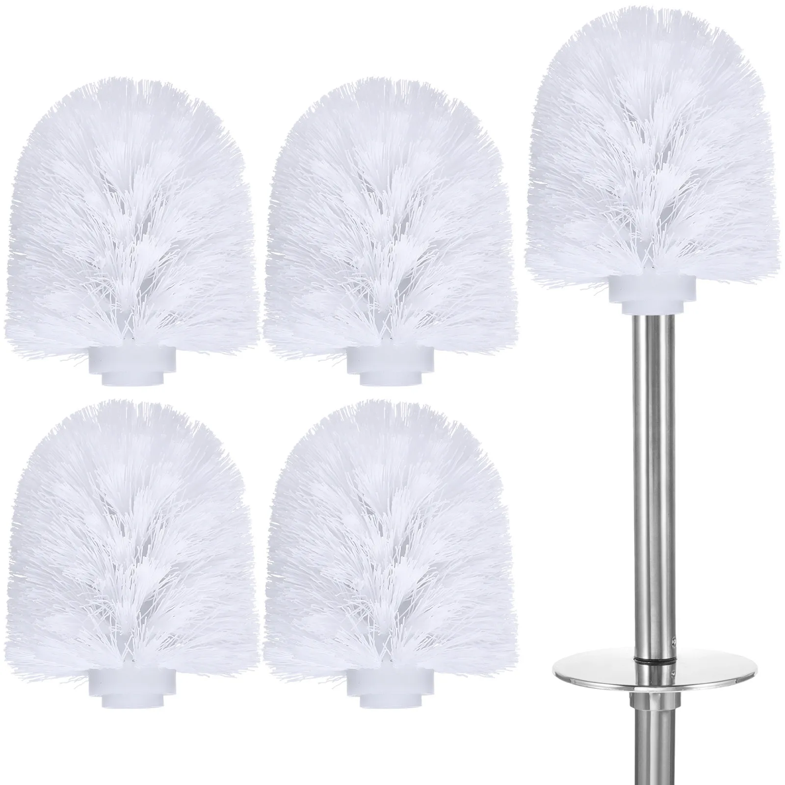 5Pcs Toilet Bowl Brush Replacement Heads Premium Dense Firm Bristles Space Saving Lightweight for Bathroom Kitchen Apartment