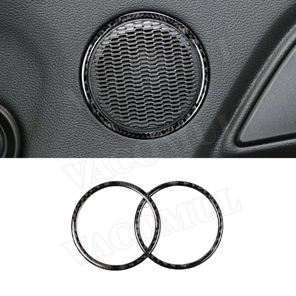 

Carbon Fiber Car Door Panel Speaker Interior Trim Frame Decoration Rings Sticker For Ford Mustang 2015 -2017
