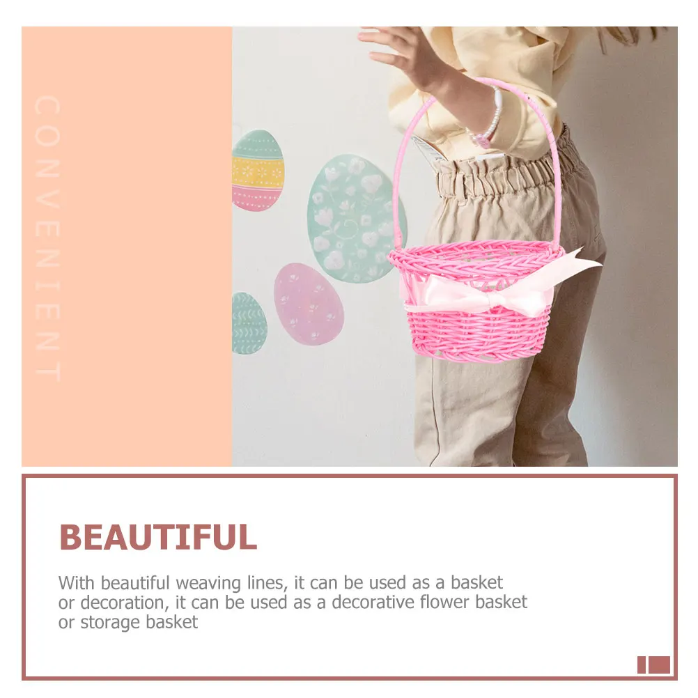

5 Pcs Woven Hand Flower Basket Handwoven Mini Flowers Storage Baskets Wedding Small Willow Miniature Decorate Girl
