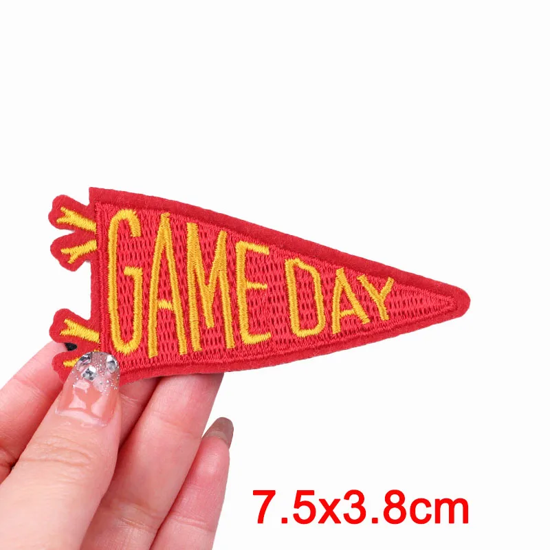 Sport Football Game Day Embroidered Patches American Football Pennant Cheerleader Iron On Patches For Clothes Game Day Patch view 5