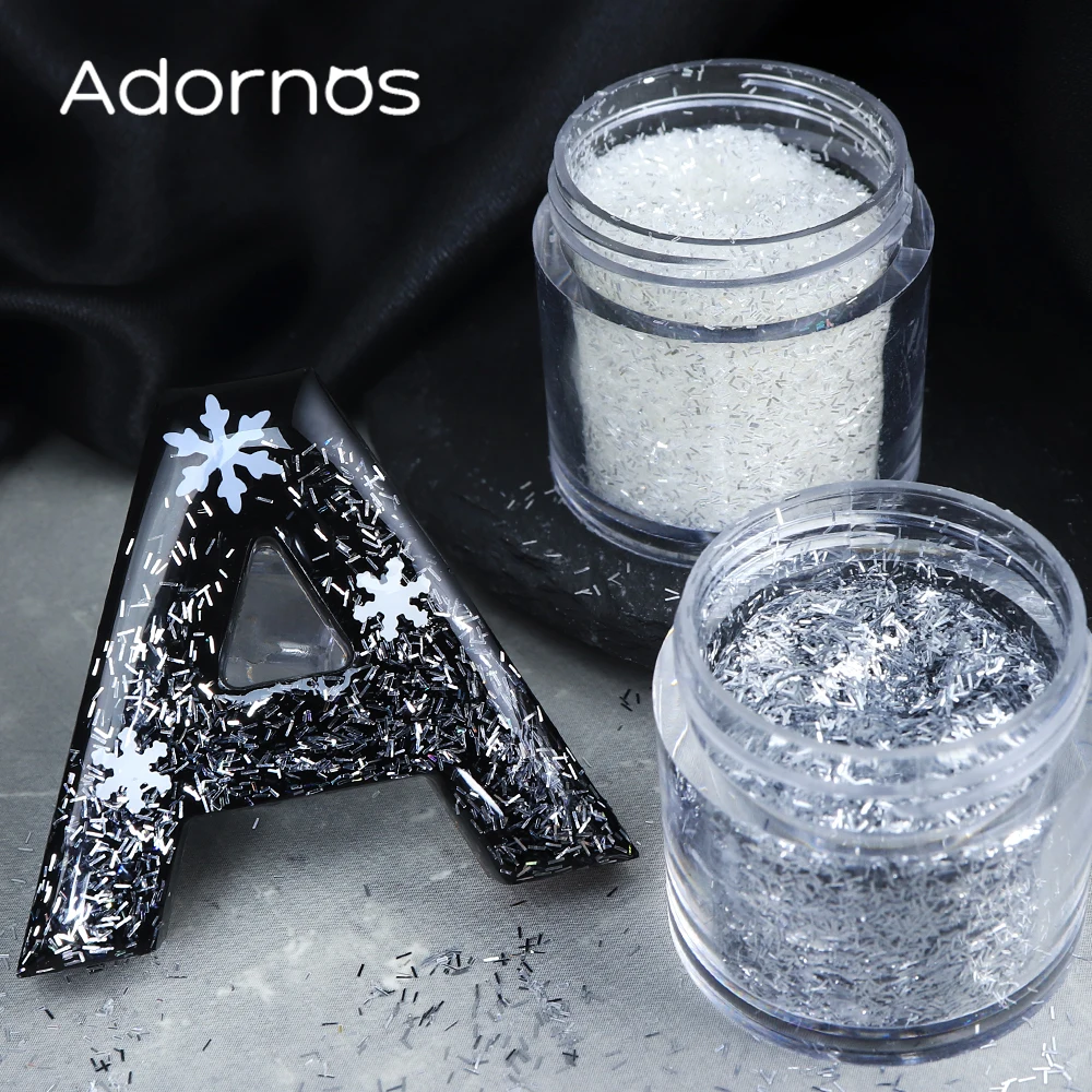 10 ml Silvery Strip Shape Glitter Sequins Epoxy Resin Filling Sparkle Bar Type Thin Paillettes Autumn Winter DIY Keychain Crafts