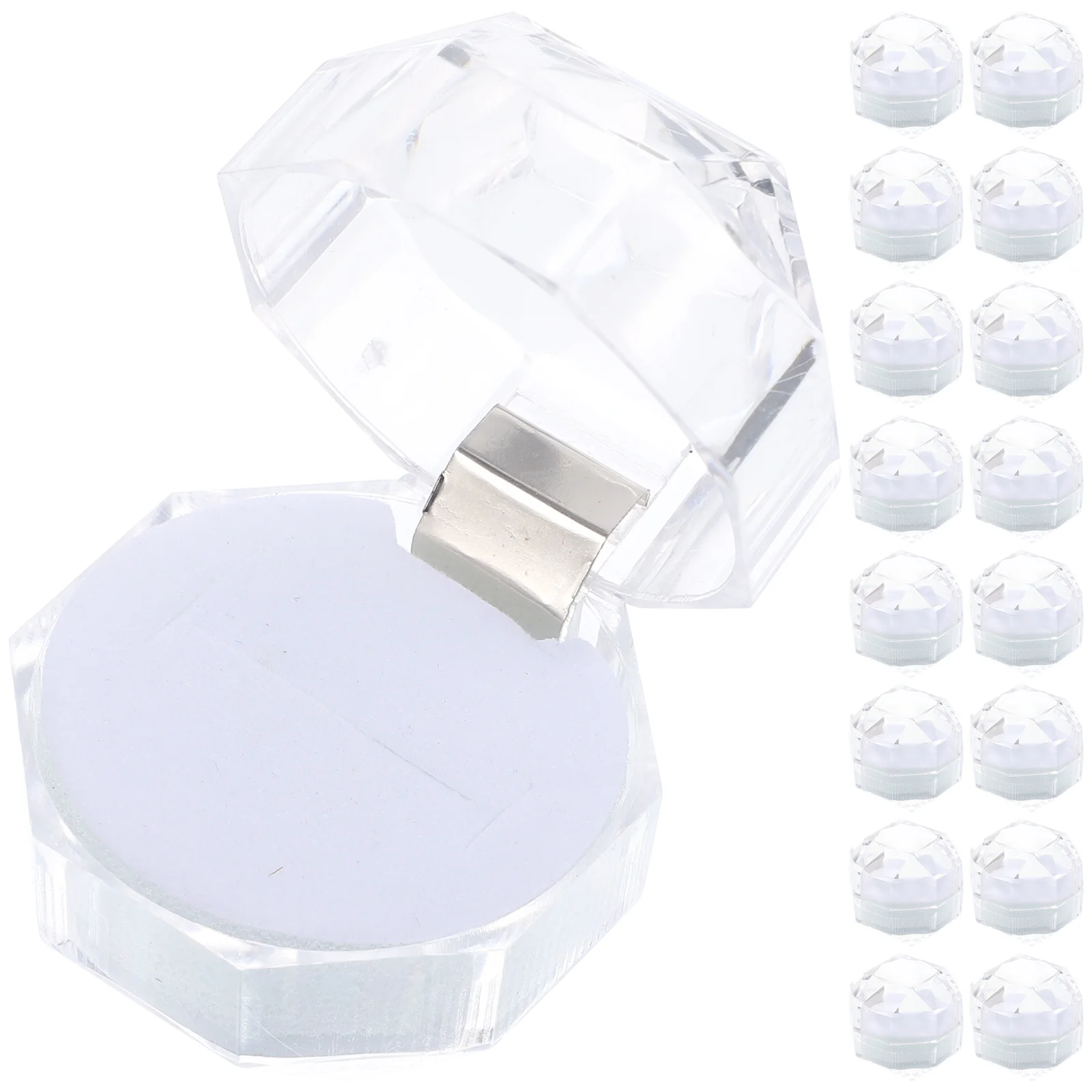 

20pcs Box For Wedding Clear Engagement Holder Portable Ring Storage Case Jewelry Gift Box Double Ring Container Bridal Shower