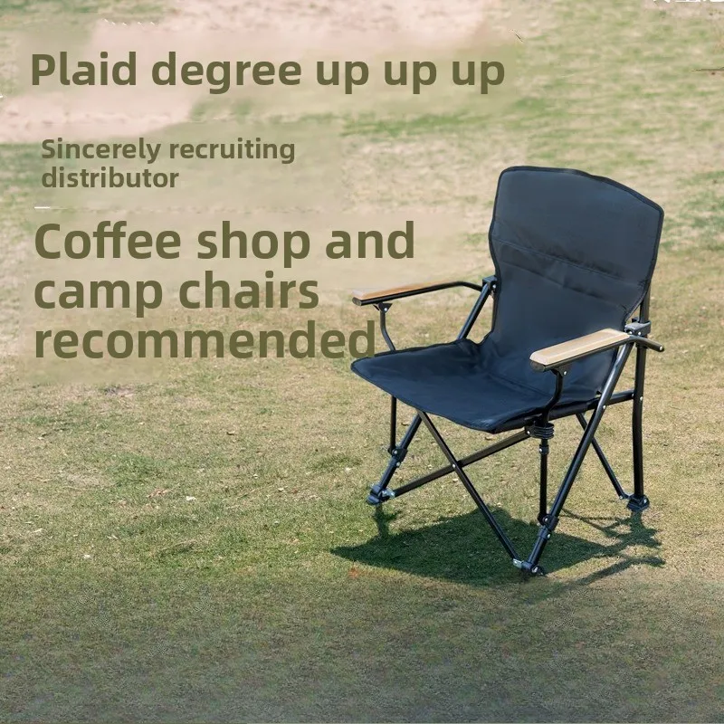 

Beech Armrest Outdoor Camping Camp Coffee Shop Folding Chair High Backrest Director Chair