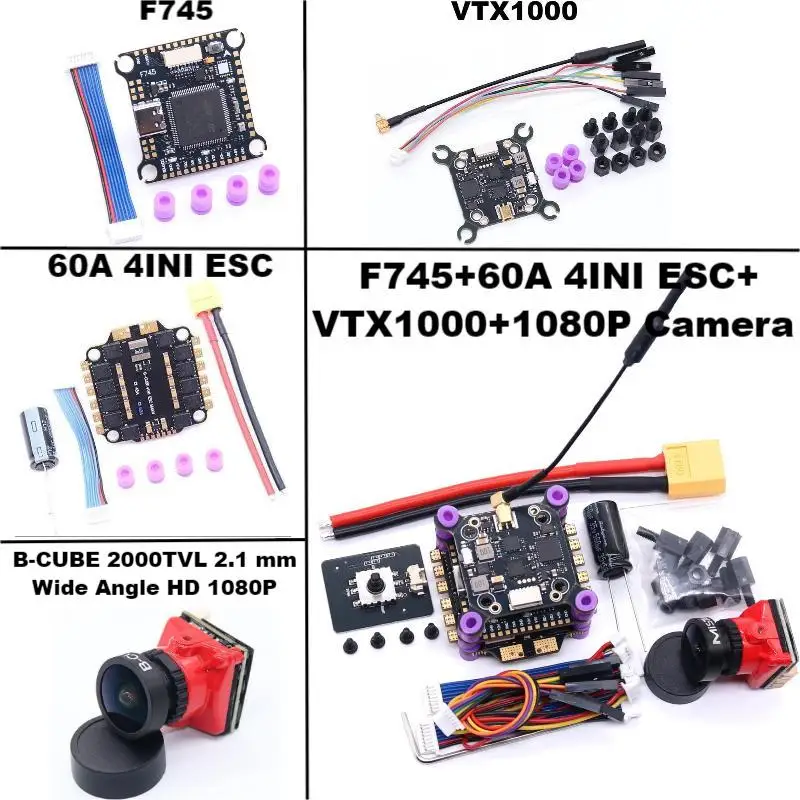

HanNiu F745 V2 Flight Control 45A/60A ESC 4INI VTX1000 Video 1080P Camera Flight Controller INAV Betaflight RC Drone FPV Racing