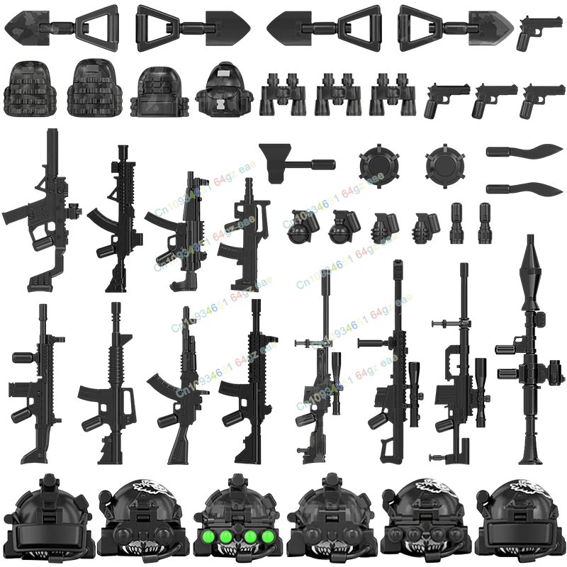 

WM6169 MOC Game Military Soldiers Heavily armed Weapons Accessories Assembly Building Blocks Action Figures Creative Decor Toys