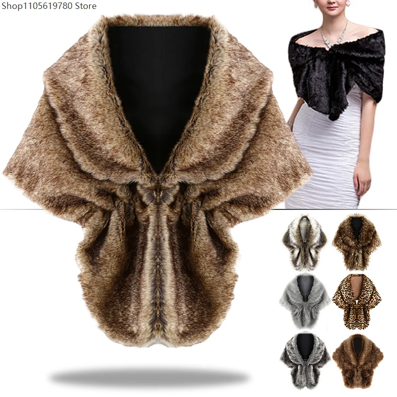 Women Bridal Shawl Wedding Cape Warm Faux Fur Stole Wrap Imitation Rex Rabbit Fur Cloak Shrug Scarf For Evening Party Decor 2026