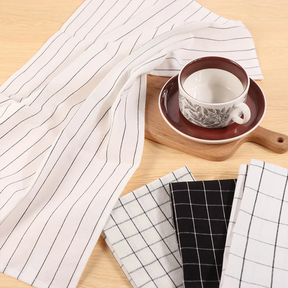 Tea Towel 40x60cm Kitchen Towel Cotton Durable Dish Cleaning Cloth Black Soft Table Napkin Kitchen