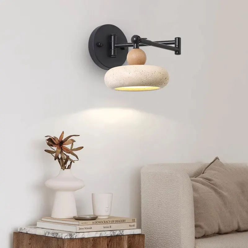 

Nordic Yellow Hole Stone Rocker Arm Rotating Wall Light Retro Study Living Room Bedroom Corridor Adjustable Led Decor Wall Lamp