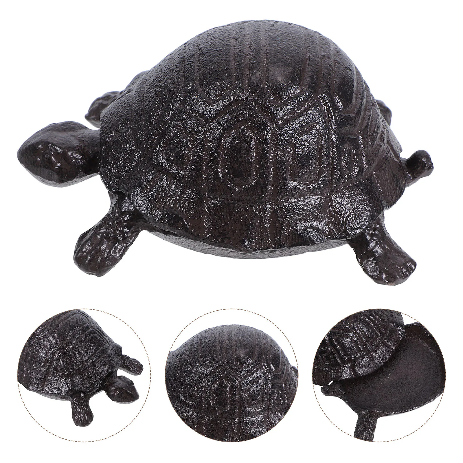 

s Turtle Storage Box Black Iron Key Hider Outdoor Decor Hidden Compartment Secret Holder Mechanical Safe Entryway