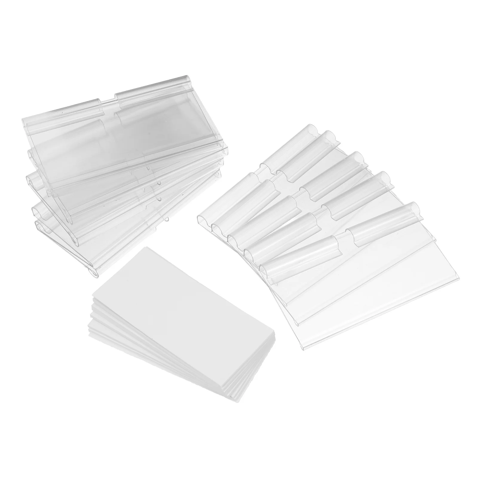 

50set Clear Label Holders For Wire Shelves Plastic Price Tag Clips Retail Display Bins Storage Basket Shelf Label Holders Pvc