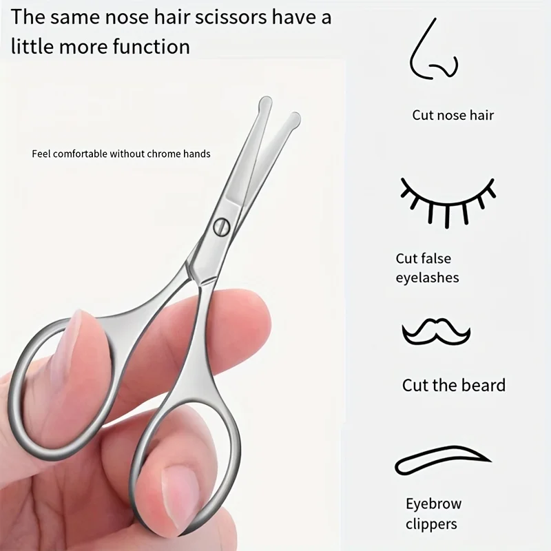 Edelstahl Augenbrauen-, Wimpern- und Nasenhaar-Schere, Make-up-Tool, Nagelschere, Maniküre-Nagelhautentferner, Trimmer – Detail 3