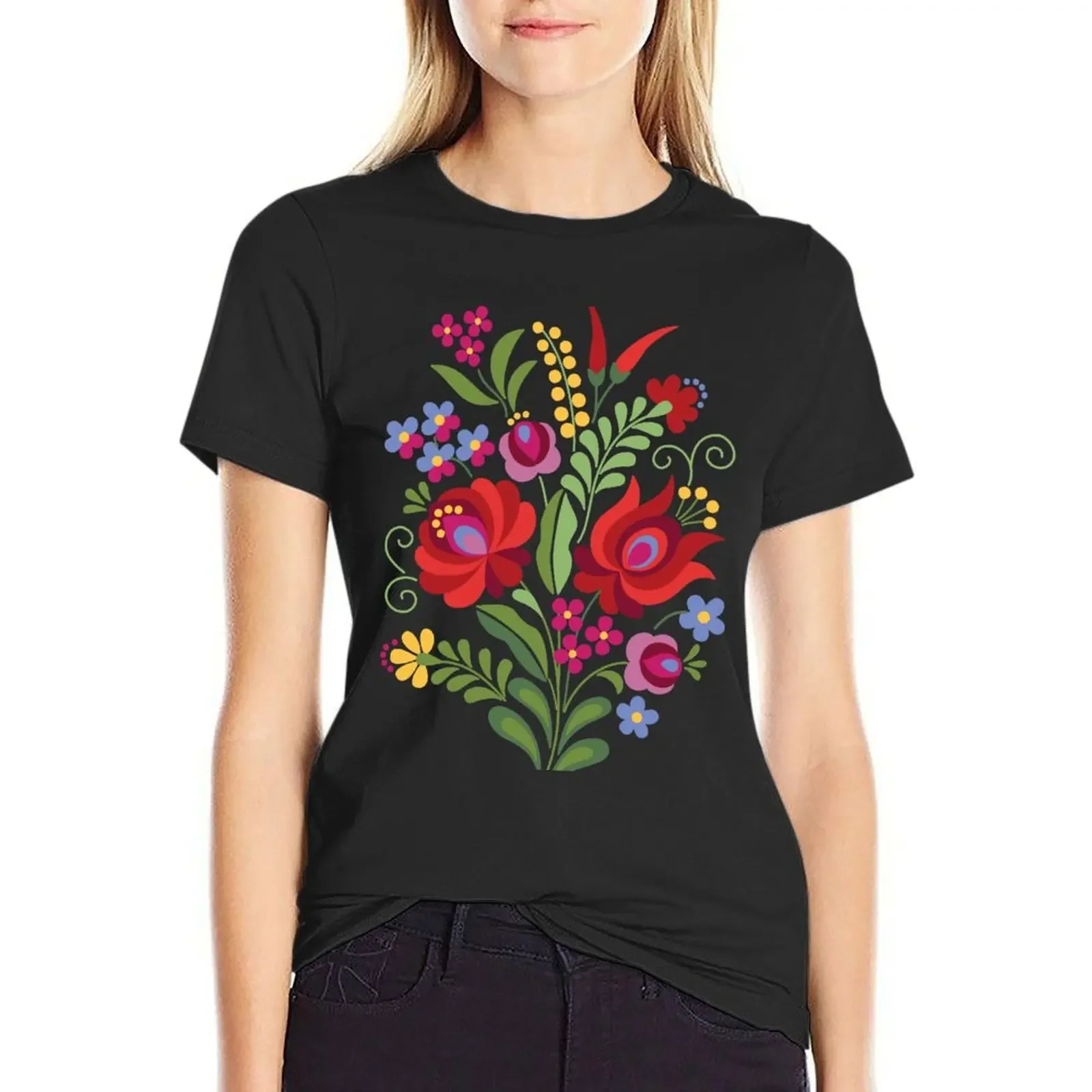 

Hungarian Folk Design Red Peppers on White T-Shirt cute tops Aesthetic clothing anime Women's clothing