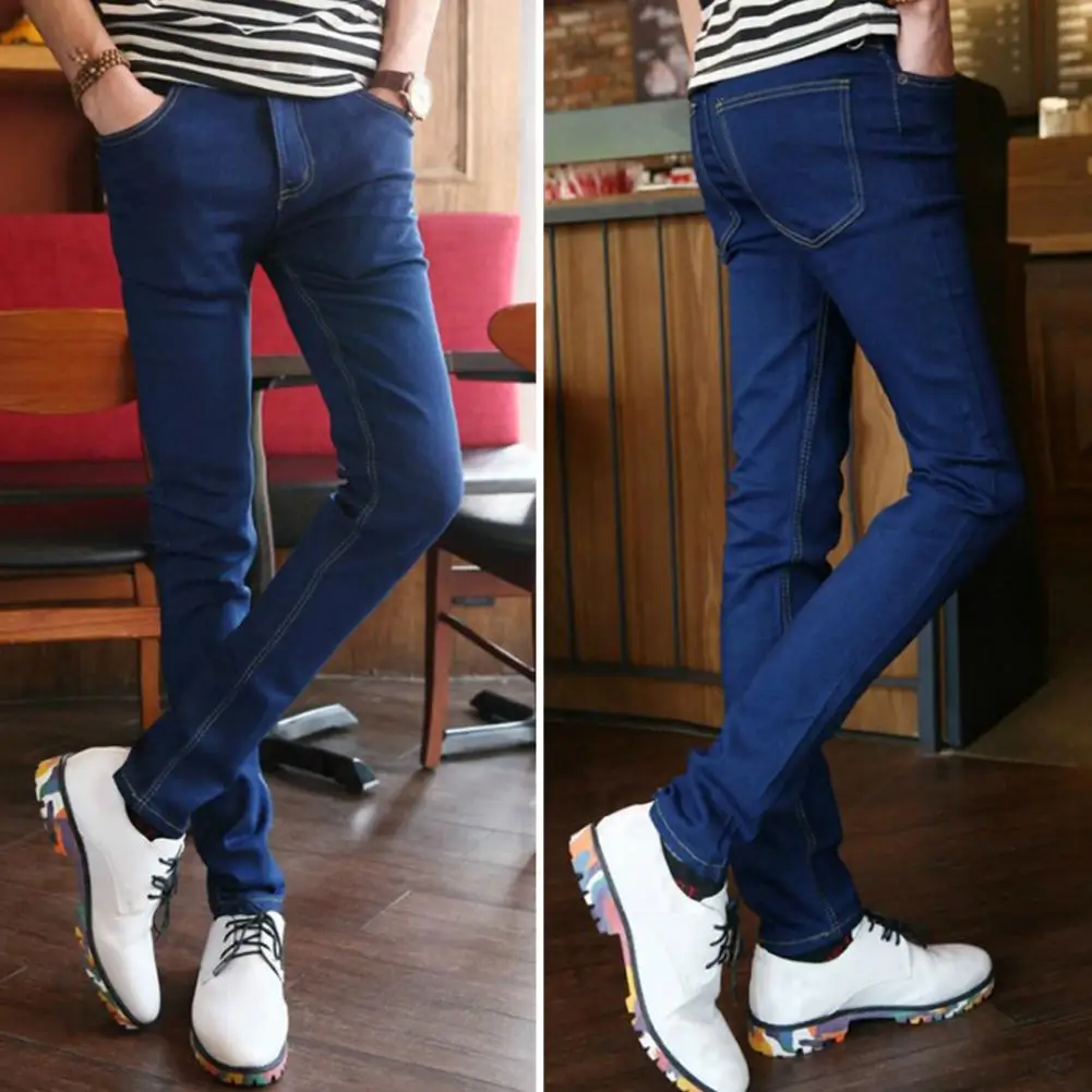 

Men Tight Leg Jeans Men's Slim Fit Zipper Jeans Summer Casual Denim Pencil Pants for Office School Travel High Waist for Men