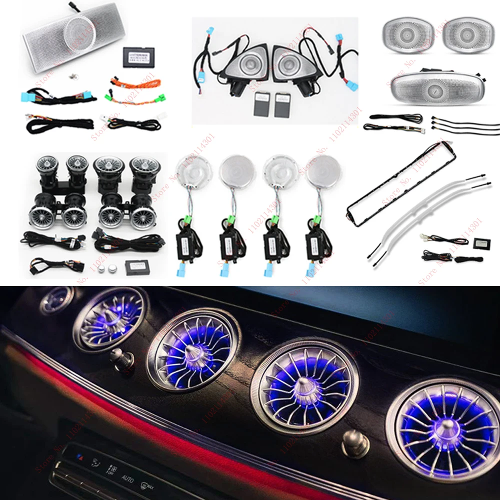 

64 Colors LED Air Vents 3D Rotating Tweeter Speaker For Mercedes Benz W213 E-Class Coupe AMG E43 E53 E250 Interior Ambient Light