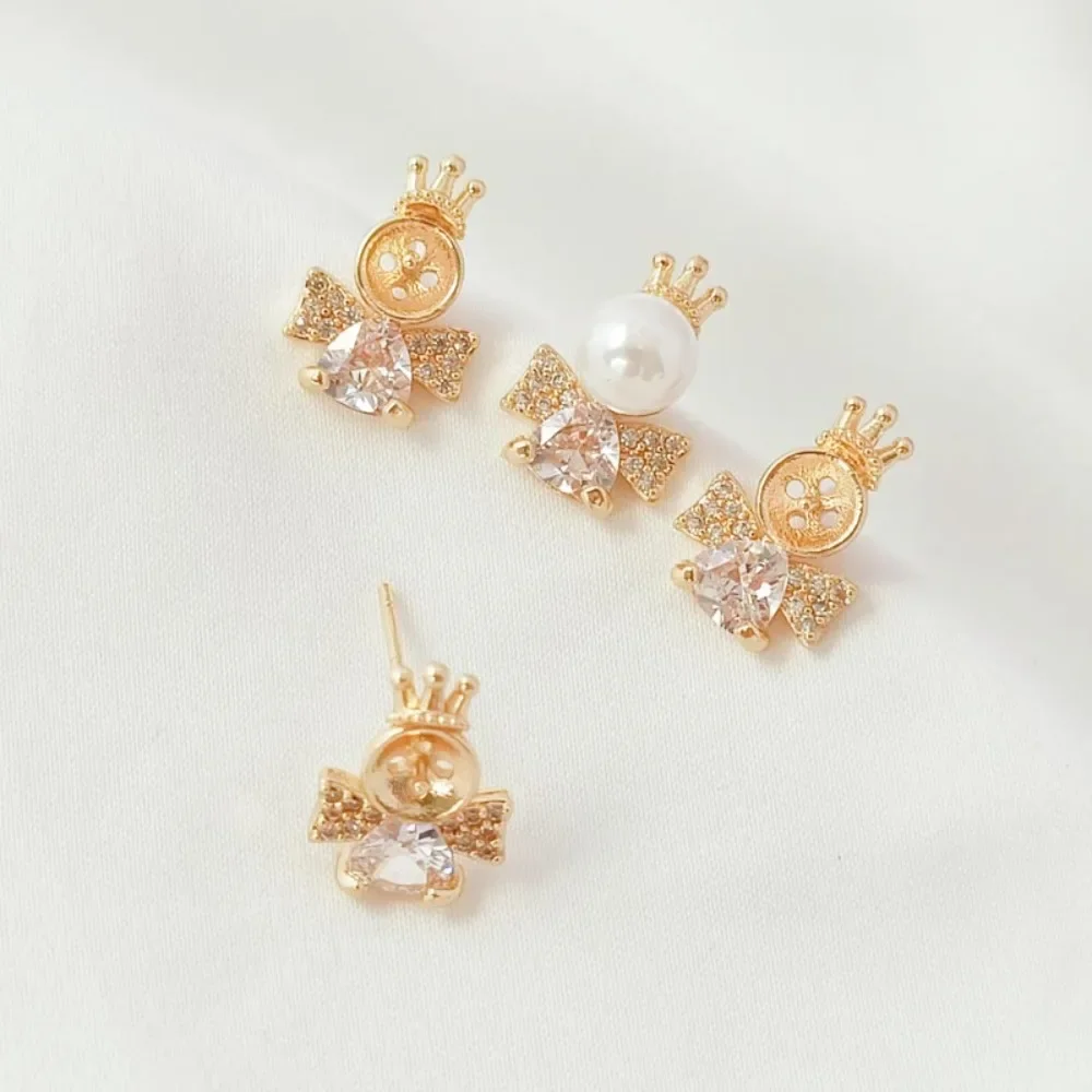 

14K Gold-plated Micro-inlaid Zircon Hollow Angel S925 Earpins, DIY Earrings, Earrings and Accessories