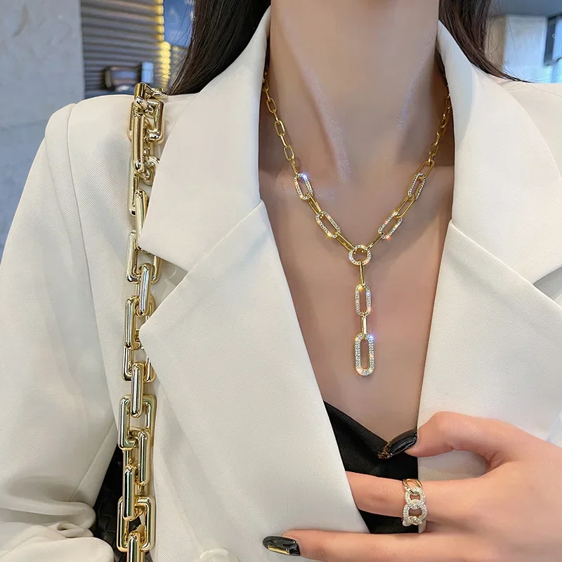 Korean Metal Chain Around The Neck Design Personality Hip-hop Clavicle Chain Fashion Exaggerated Necklace Jewelry