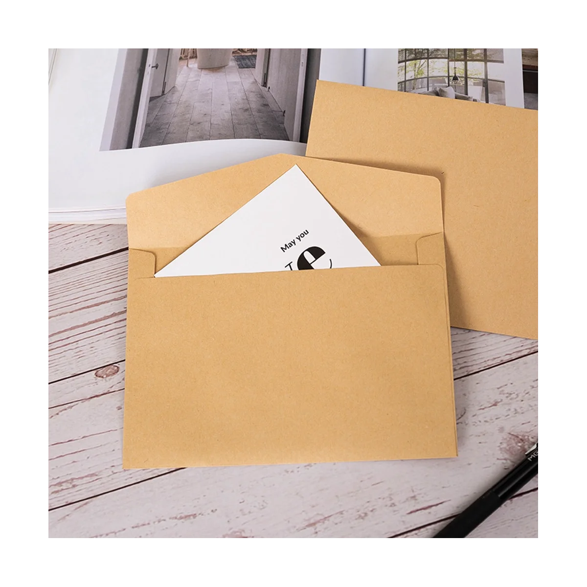 100 قطعة الكلاسيكية كرافت فارغة مغلفات ورقية صغيرة دعوة زفاف مغلف هدية مغلف