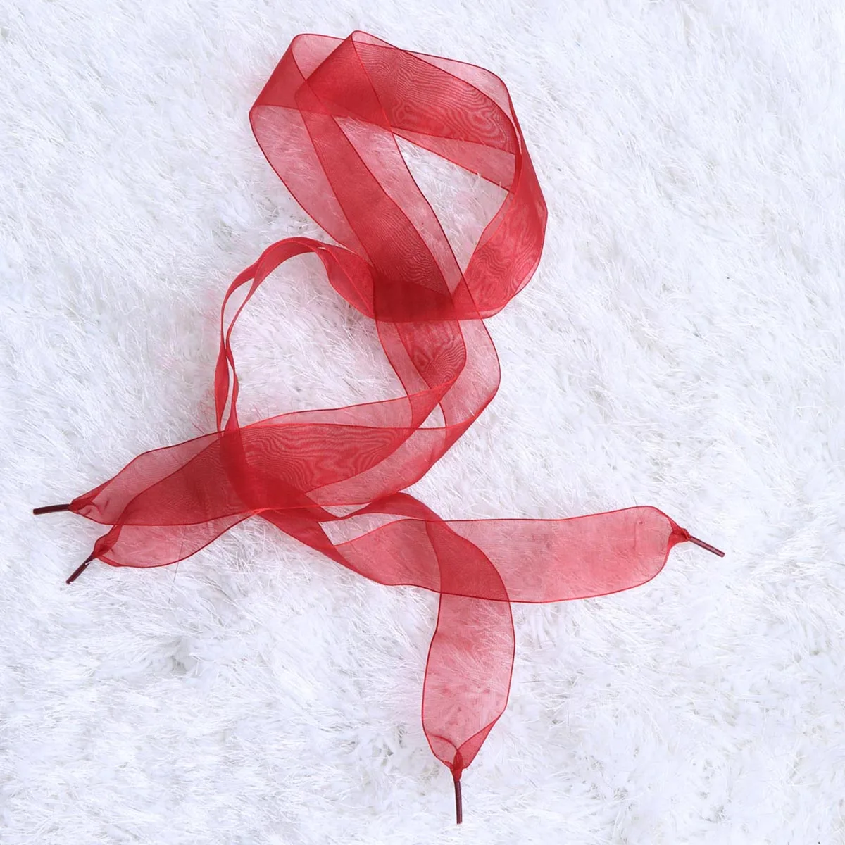 

1 Pair Wide Transparent Organza Shoe Laces For Sneakers Boots Dancing Party Hiking Diy Gift Wine Transparent Shoe Lace Red